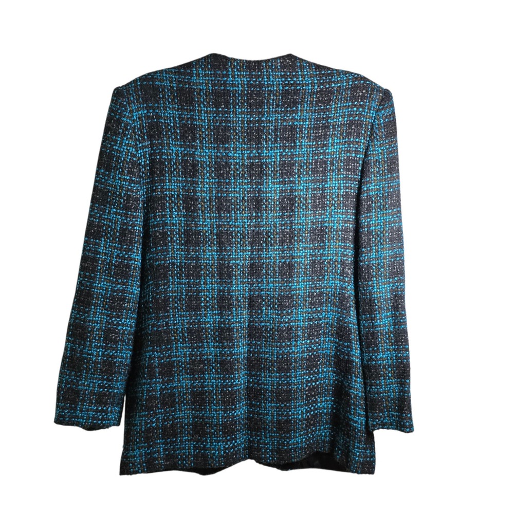 Vintage Country Suburbans Wool Tweed Blazer Womens M L Blue Plaid USA Made - Picture 4 of 8